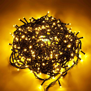 15-58 Комнатная гирлянда, 500ЛЕД, 20м,теплый белый, зеленый провод