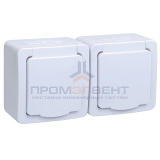 РСб22-3-ГПБб Розетка двойная с з/к о/у IP54 (цвет крышки: белый) ГЕРМЕС PLUS