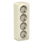 Розетка 4-ая с заземлением со шторками Blanca Schneider Electric 16А 250В молочная изол.пластина